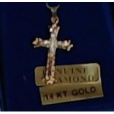 Crucifix with Genuine Diamonds 14 kt Gold 